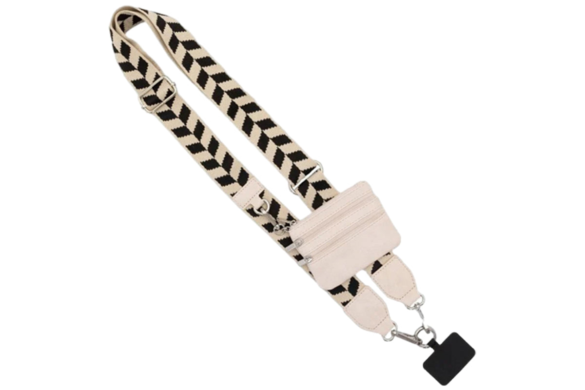 Phone Strap With Zippered Wallet Pouch Adjustable Phone Strap Crossbody Phone String-Apricot