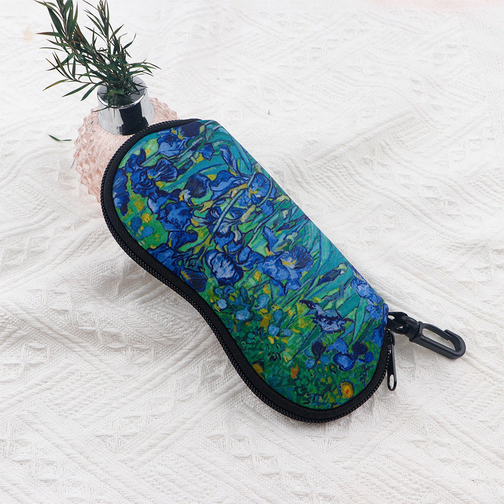 Glasses Case Scratch-Resistant Zipper Sunglasses Pouch for Travel-Green