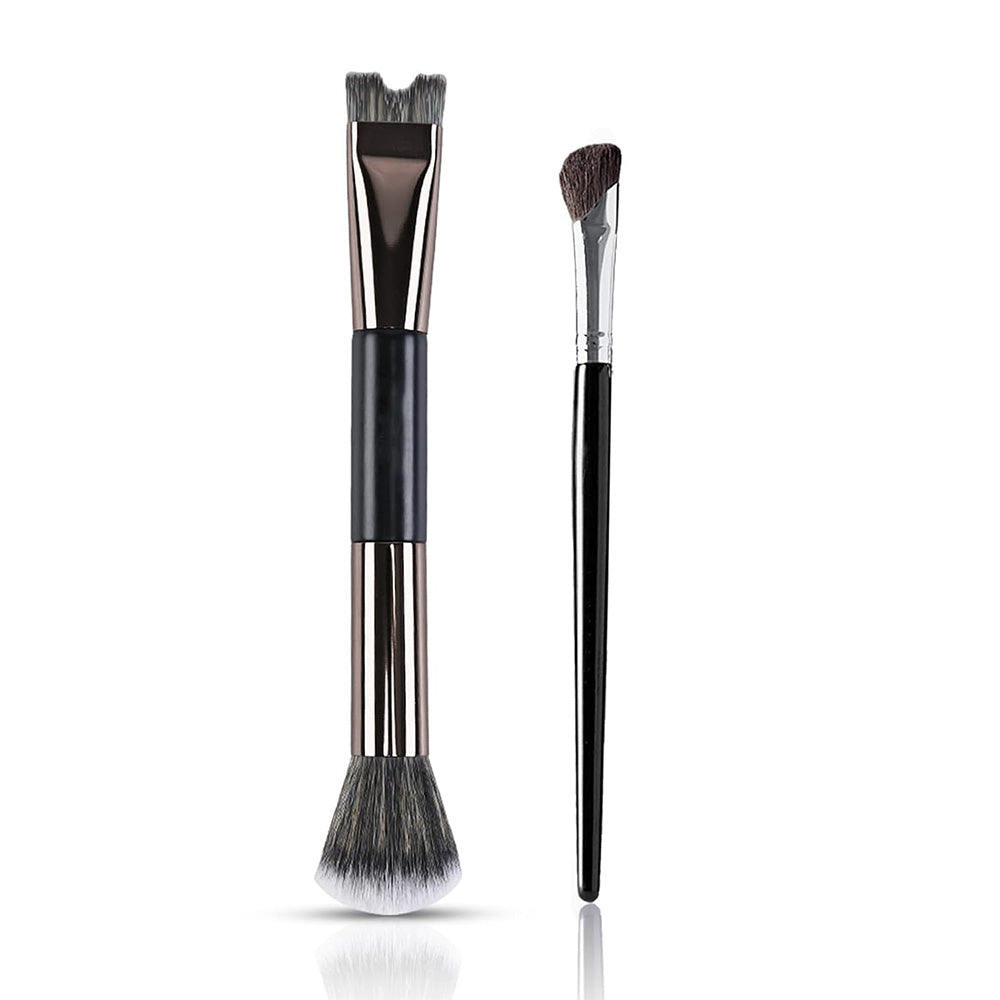 2-Piece Nose Contour Brushes - U-Shaped Angled Flat Brush for Precision Sculpting Blending