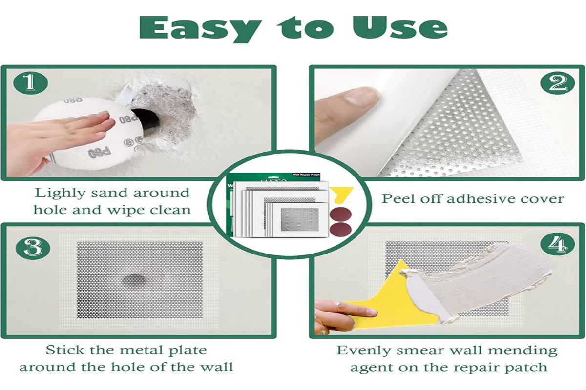 2 Pack Drywall Patch Kit 8 Inch with Self-Adhesive Mesh
