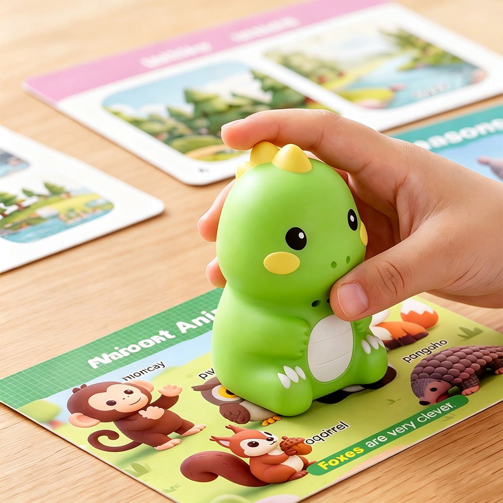 Dinosaur English Learning Touch Pen with 600 Words Cards Stickers - Green