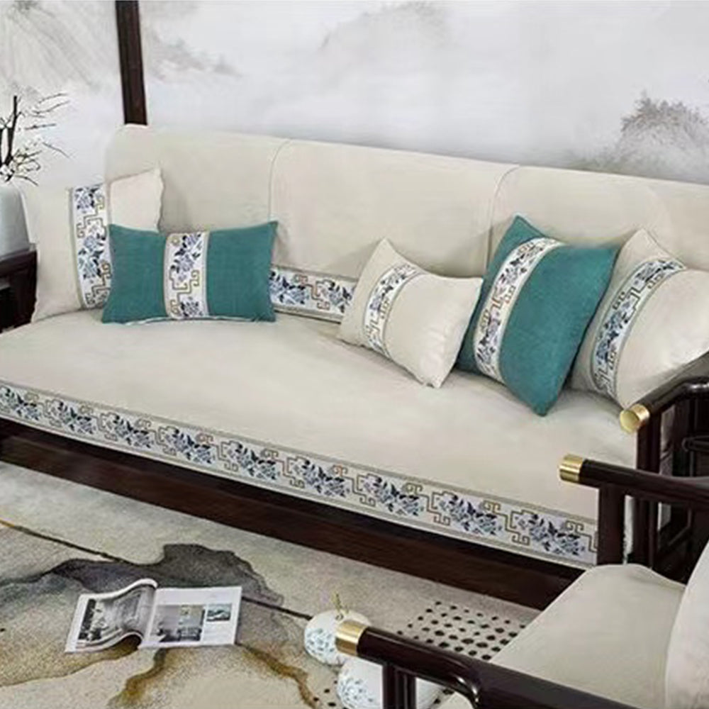 Sofa Cover Soft Couch Covers Slip Resistant Stylish Furniture Protector -Beige