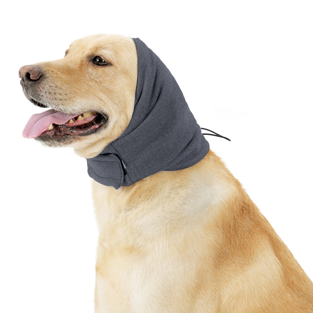 Dog Calming Ear Wraps Ear Protection Cover Pet Dog Head Muff Dark Gray