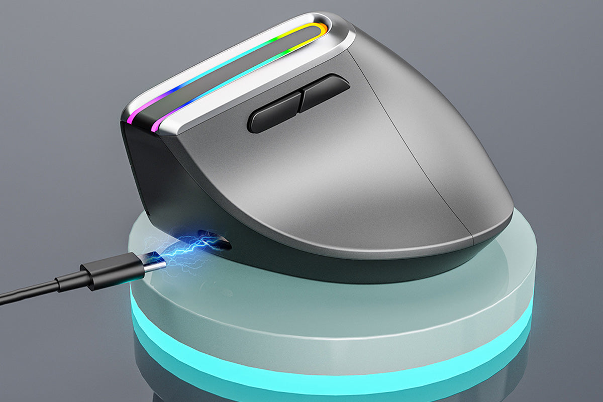 2Pcs Ergonomic Vertical Mouse 2.4G RGB Wireless Optical Mouse for Computer PC