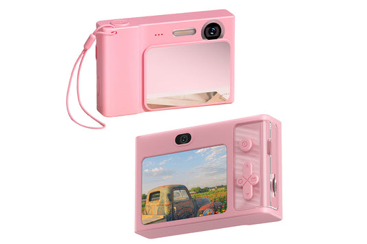 4K Digital Camera 2.4 Inch  1080P 48MP Entry Level Students Camera with 8 Times Zoom Built-in Music Games for Teens Christmas Gift-Pink