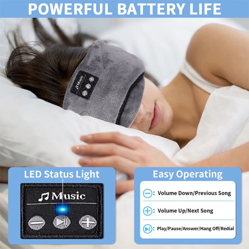 Sleep Mask Eye Mask White Noice 5.2 Bluetooth Headphones Wireless Music Sleep Eye Mask -Gray