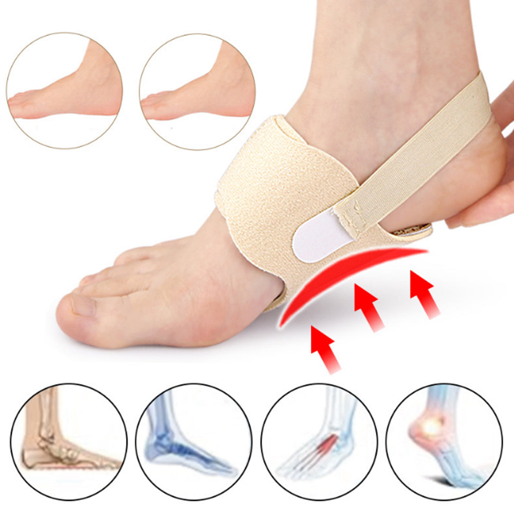 Pair of Adjustable Arch Support Braces for Plantar Fasciitis Wearable Flat Foot Correction Orthotics Nude