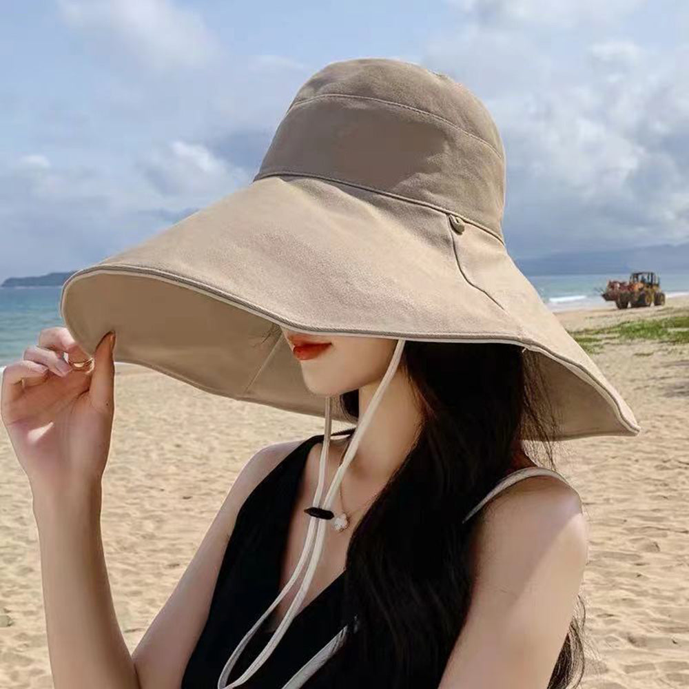 Reversible Bucket Hat Sun Hats with Wide Brim for Outdoor Camping Hiking Khaki