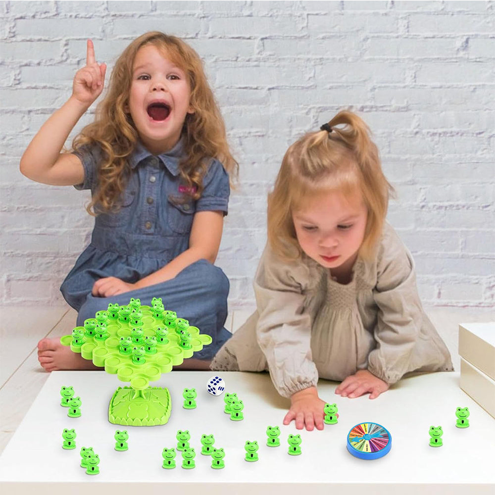 Two-Player Frog Balance Game Toy Set Parent-Child Interactive Family Tabletop Puzzle Game Green