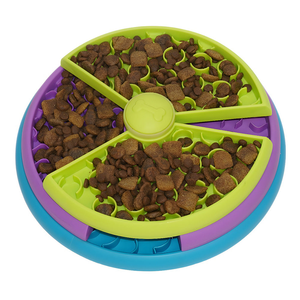 Rotating Slow Feeder Dog Bowl Three-Color Interactive Feeder for Medium Large Dogs