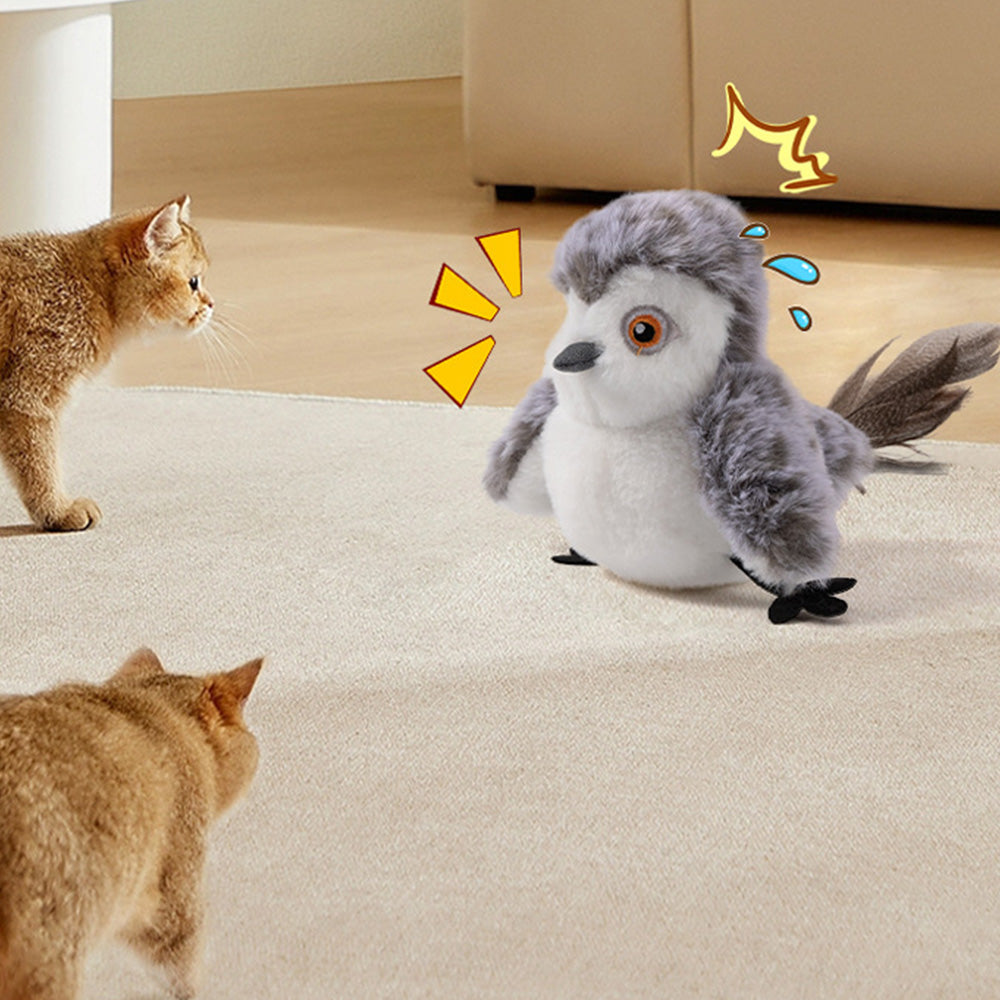 Cat Squeaky Toys Flapping Wing Interactive Cat Toy Rechargeable Touch Activated Kitten Plush Pet Toy