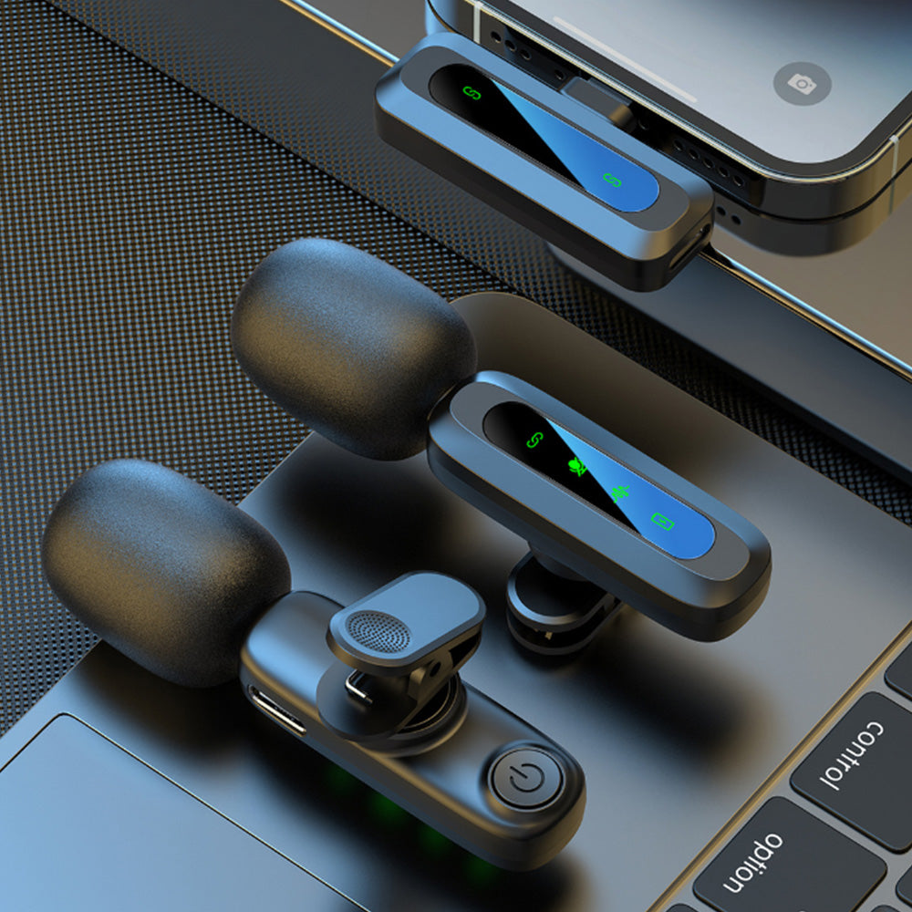 Wireless Lavalier Microphone Mini Clip-on Mics for Android Phone/Tablet/PC Video Recording