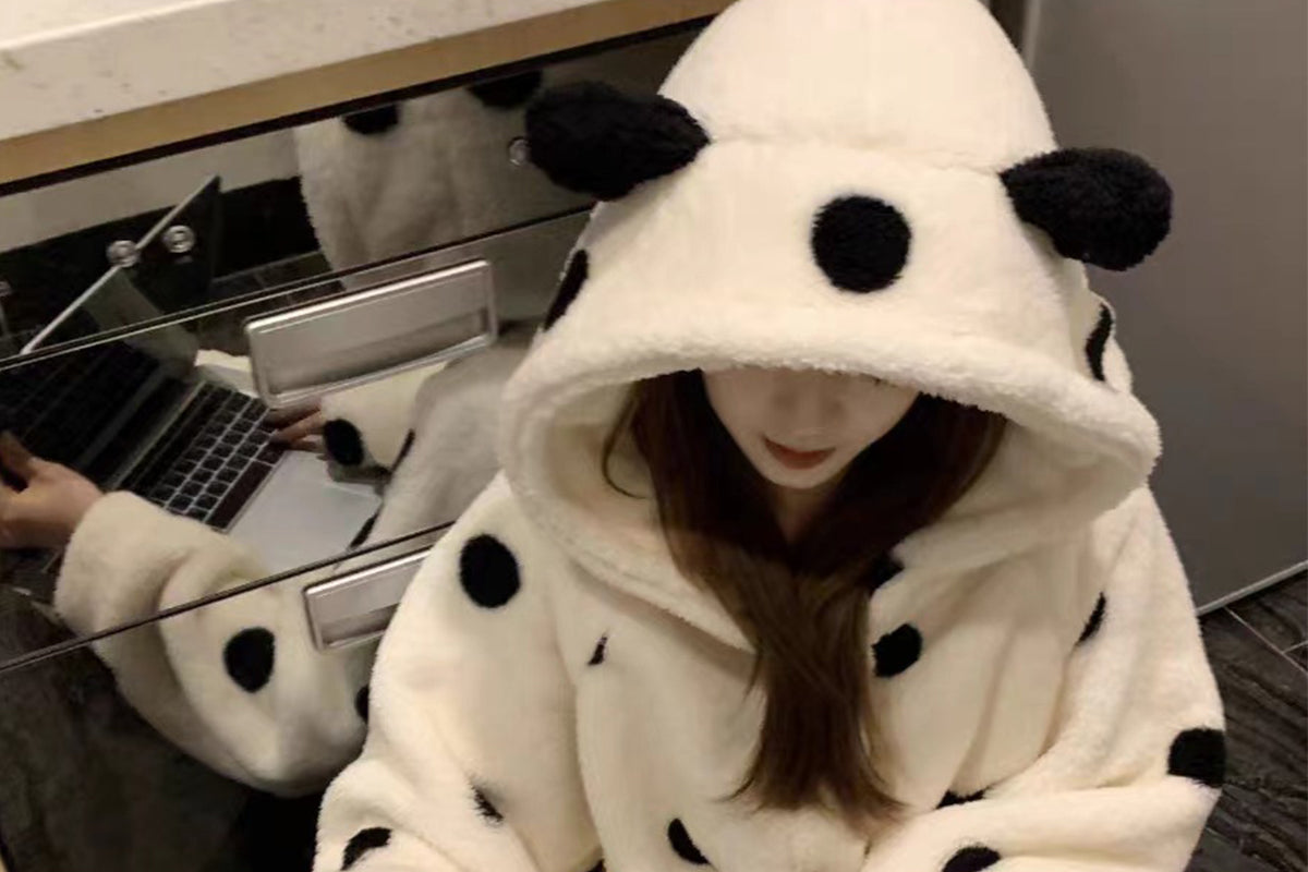 Women Hooded Pajamas Winter Sleepwear Plush Onesie Pajama with Pockets