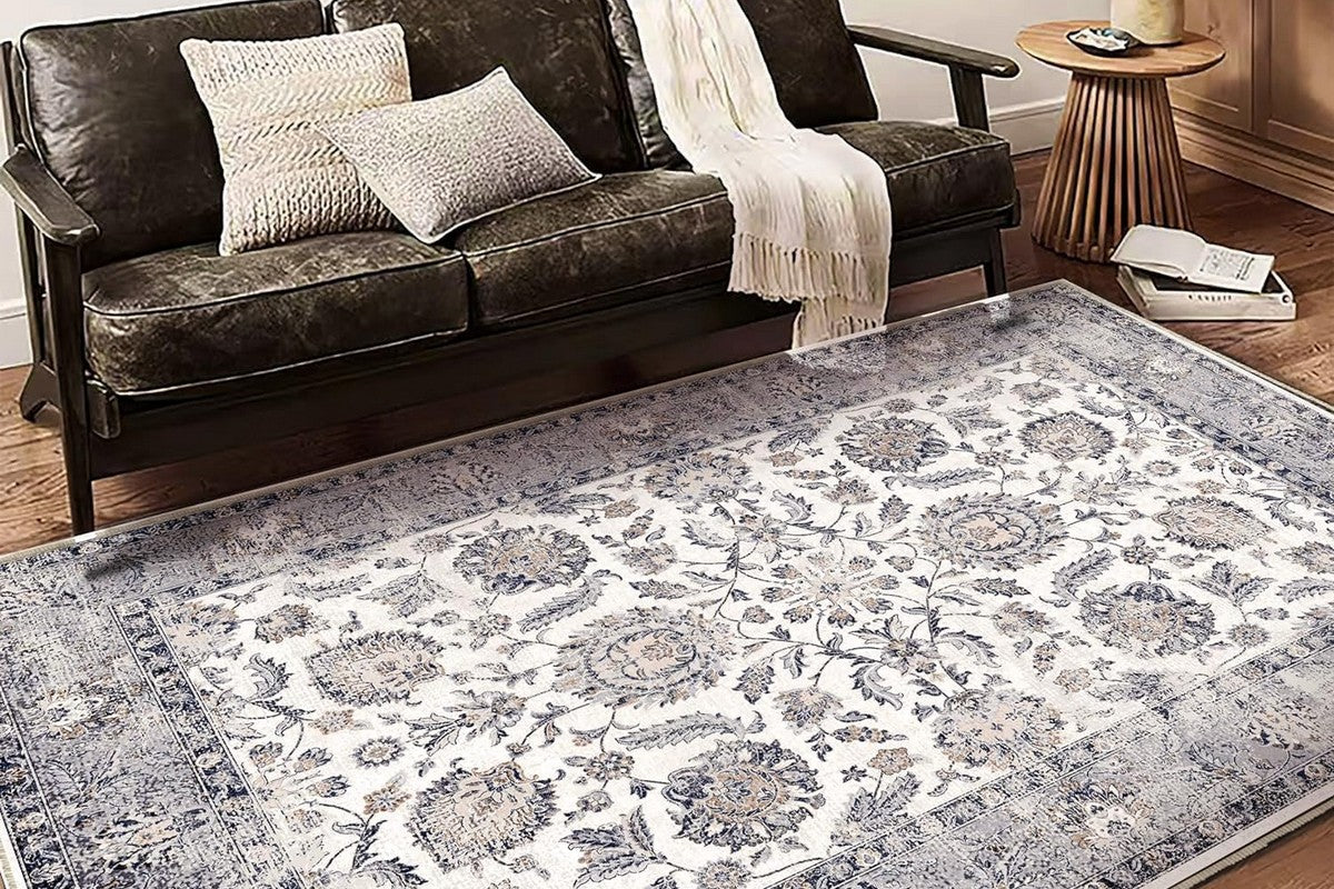 Area Rug Washable Taupe Rug Vintage Boho Non Slip Mat for Living Room Dining Room -Style3