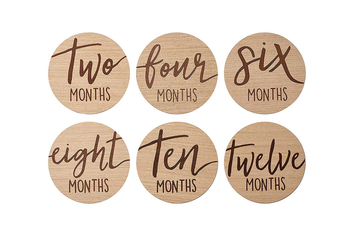12Pcs 10CM Wooden Milestone Cards For Kids Announcement And Milestone