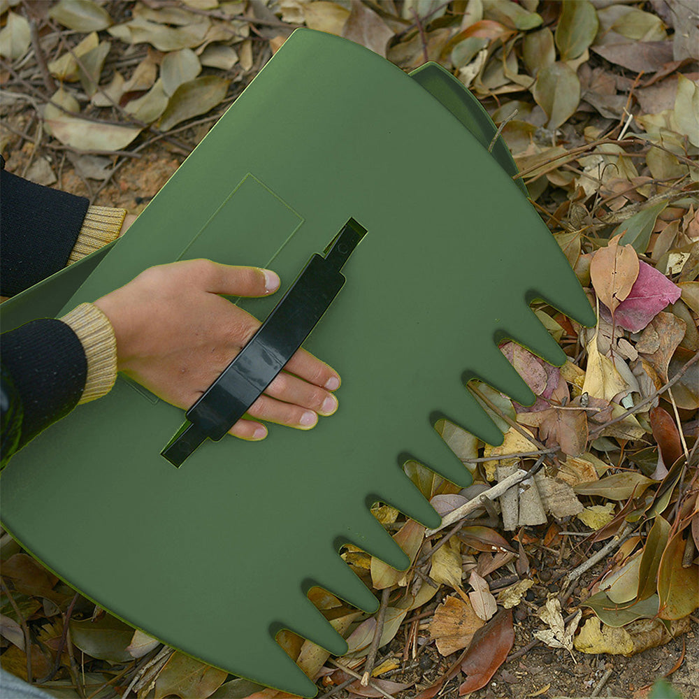 Pair of Leaf Grass Scoops Hand Pickup Garden Rakes Army Green