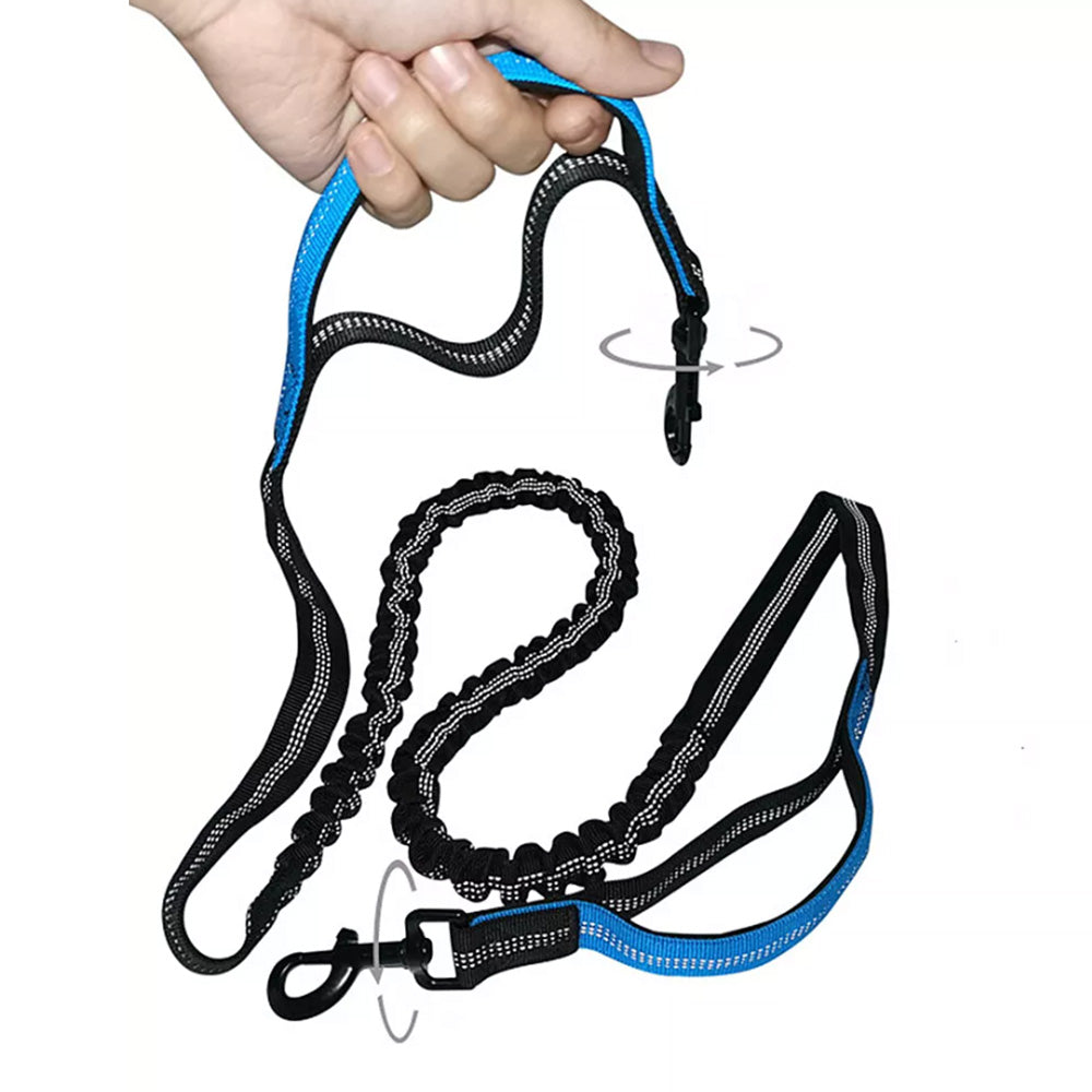 Hands Free Dog Walking Waist Bag with Adjustable Dog Leash Waist Belt Pouch Dog Running Rope Blue
