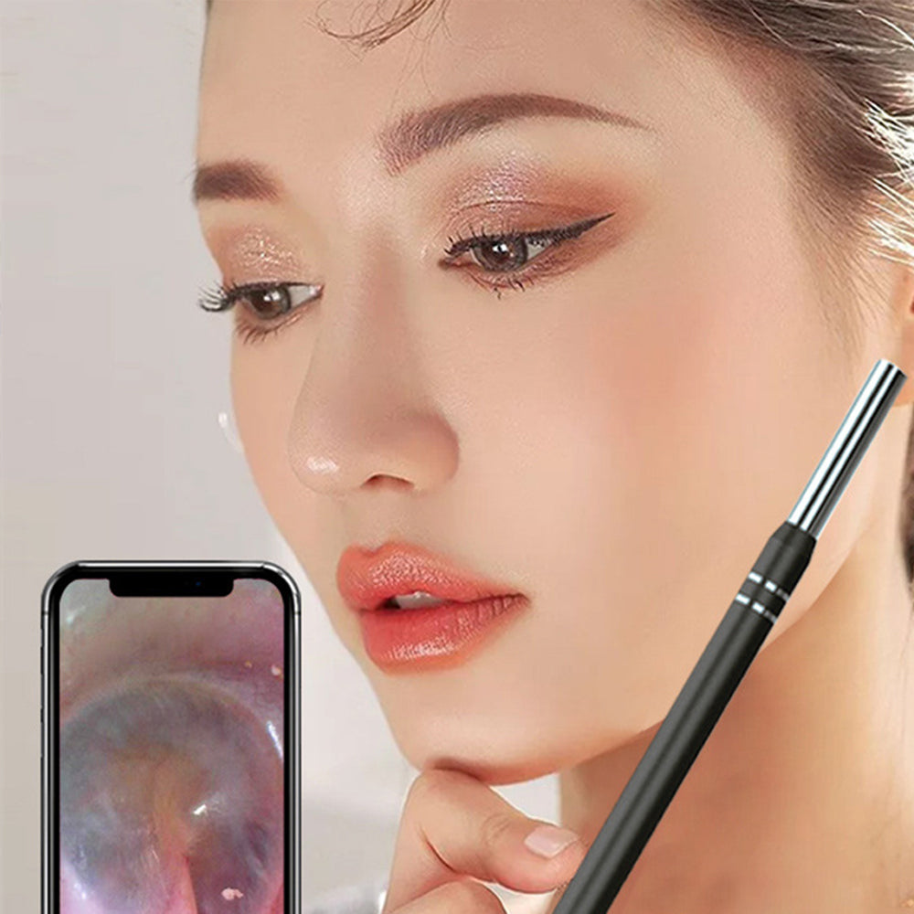 Visual Ear Cleaner Ear Stick Endoscope Earpick Camera Otoscope with 6 LED Lights -Black