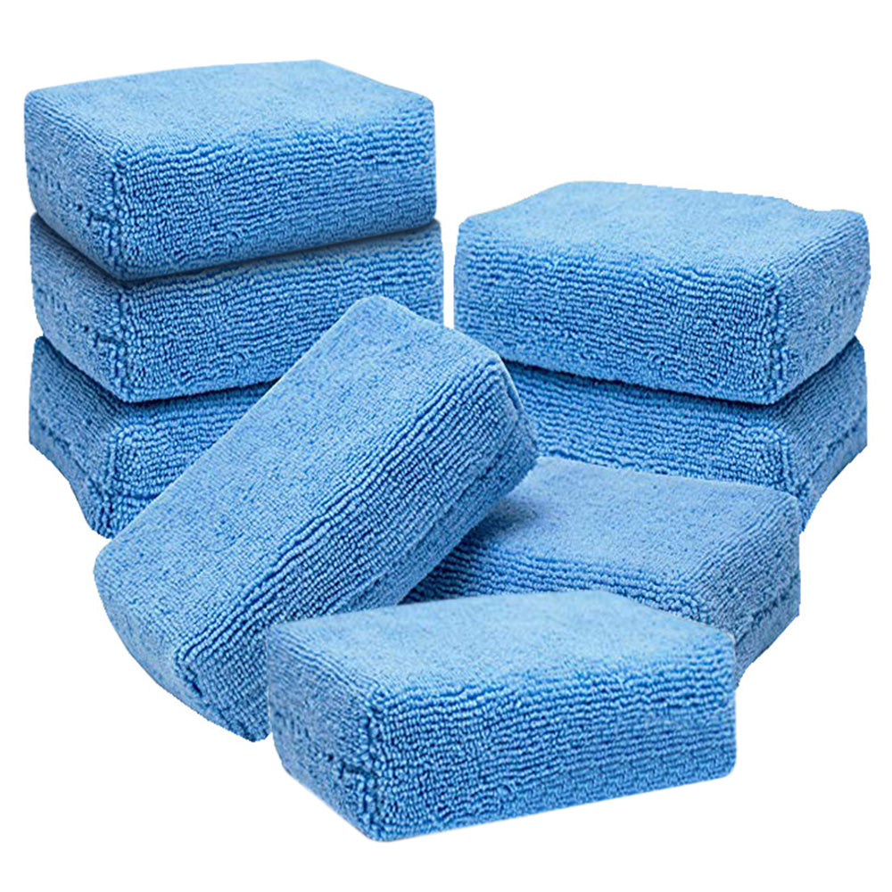 8PCS Microfiber Cleaning Pad Car Wash Sponge for Effortless Wax/Detailing/Polishing