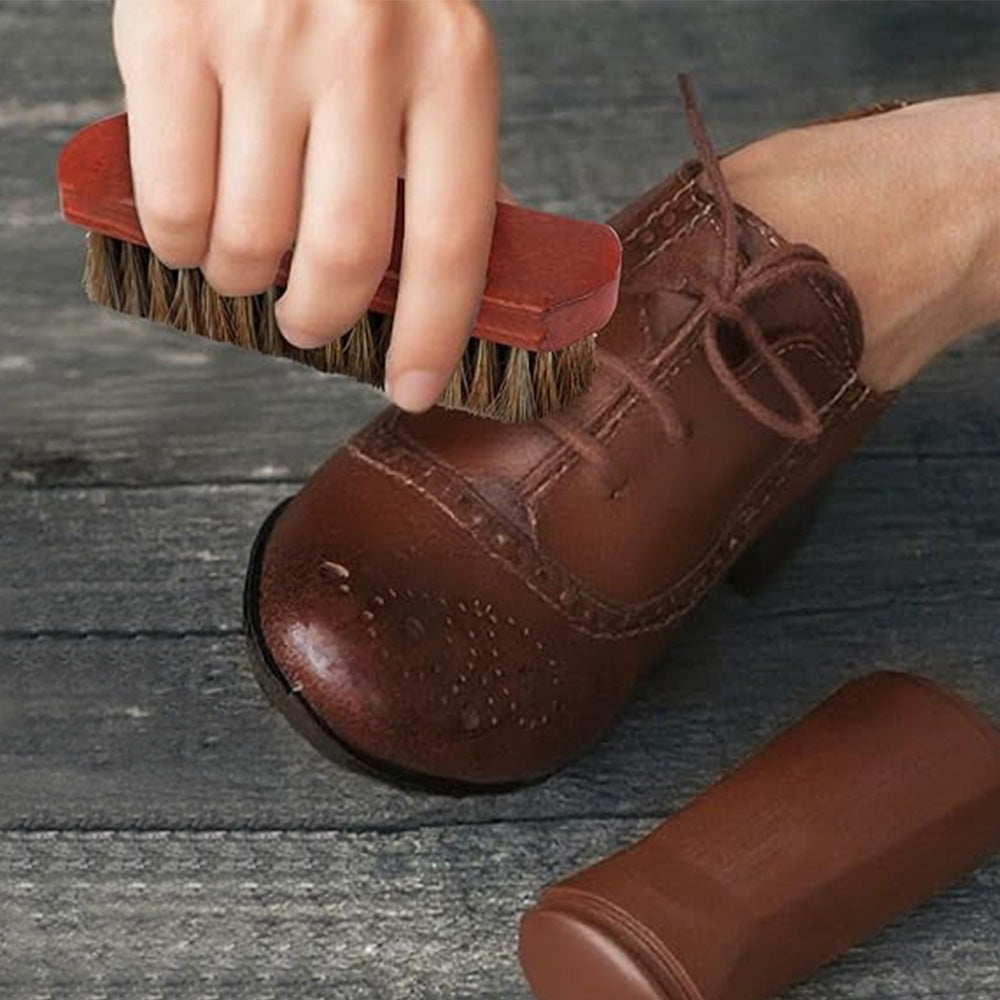 4PCS Horsehair Shoe Brush Set for Leather Cleaning and Polishing