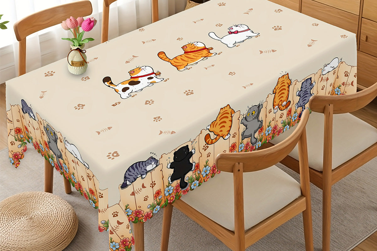 Cute Cat Tablecloth Dining Table Cover Polyester Tablecover -Rectangle Tablecloth