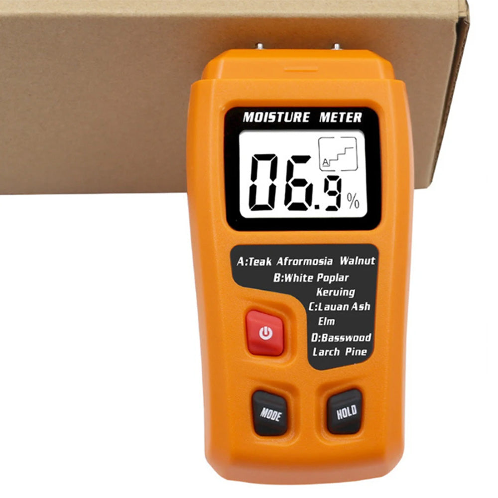 Digital Moisture Meter for Wood Damp Humidity Timber Firewood Tester LCD Analyzer Detector Orange
