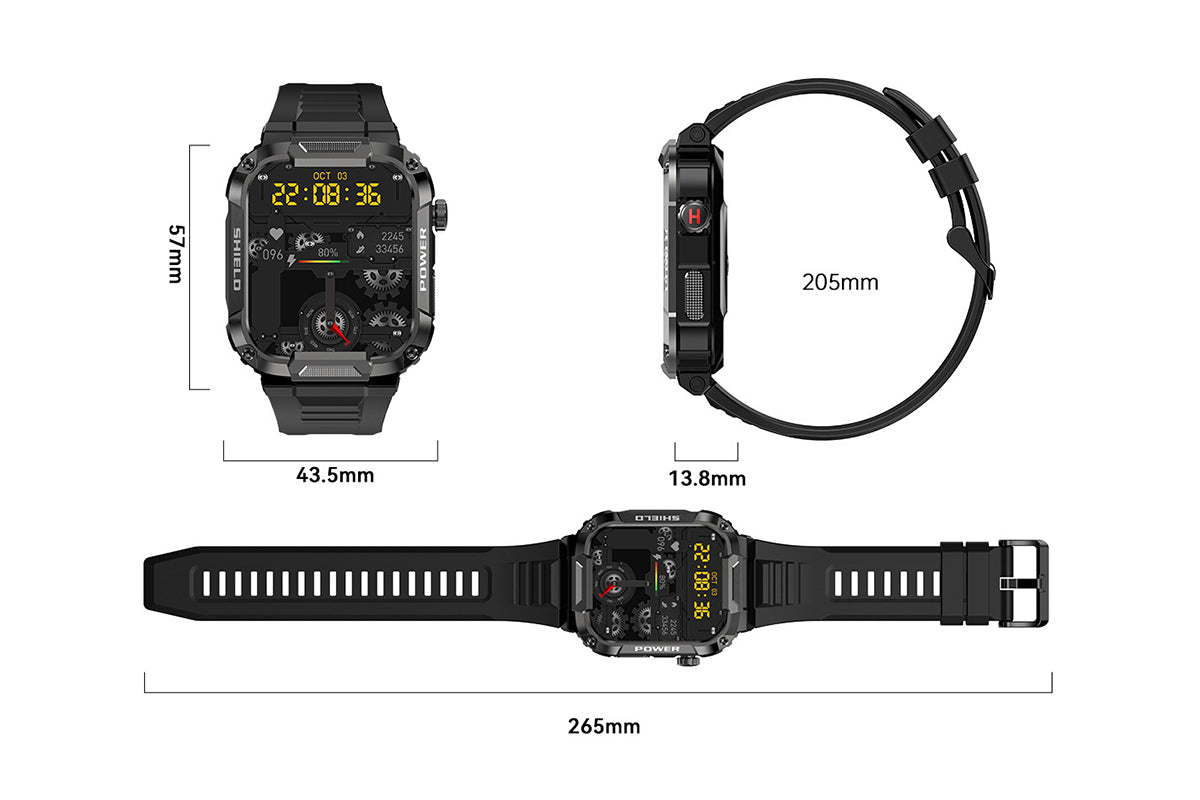 Smart Watch Touch Screen Sports for Men Heart Rate Monitor-Black