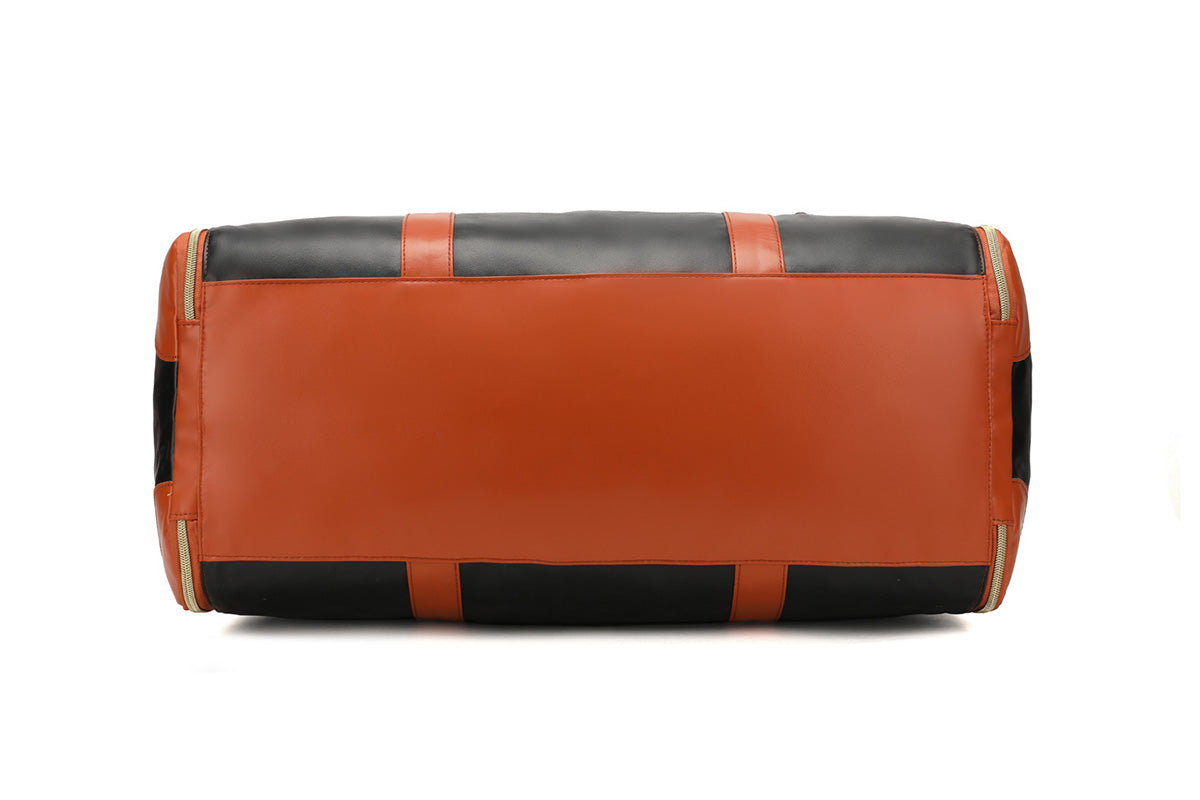 Water-Resistant Garment Duffle Bag Duffle Bag PU Leather Travel Bag -Black