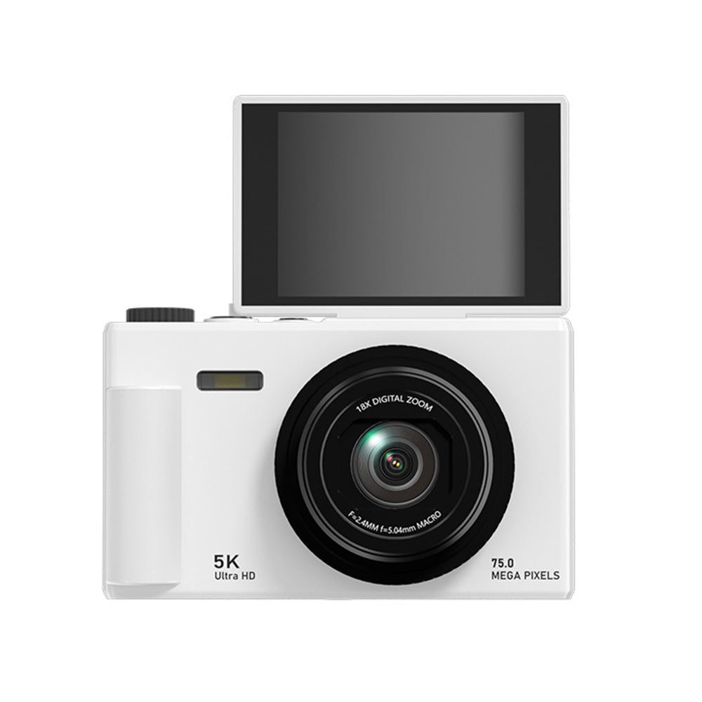 5K Digital Camera ¨C 18X Zoom Flip Screen Point-and-Shoot with 64GB Memory Card White