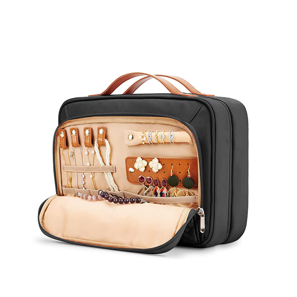 Travel Hanging Toiletry Bag Makeup Bag Packing Organizers with Jewelry Storage Compartment Black