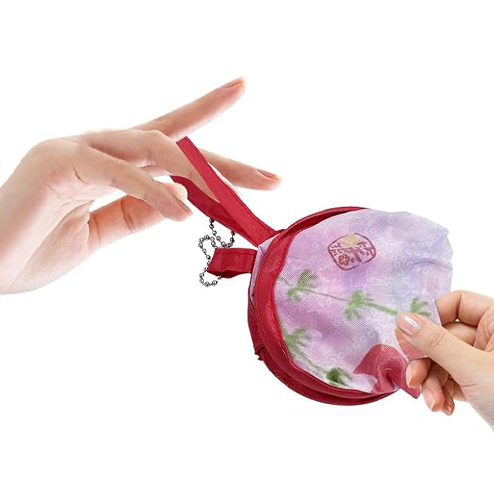 4Pcs Set Foldable Cute Fans Portable Small Round Handheld Polyester Fans