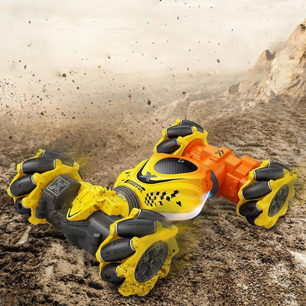 4WD Hand Gesture Sensing RC Stunt Car 360 Degree Off-Road Remote Control Twist Car Toy Yellow