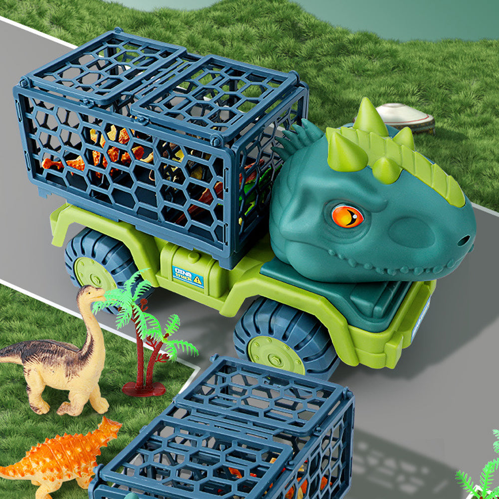 Dinosaur Truck Toys Set Car Toy with 15 Dino Figures Play Set Kid Gift Style 1