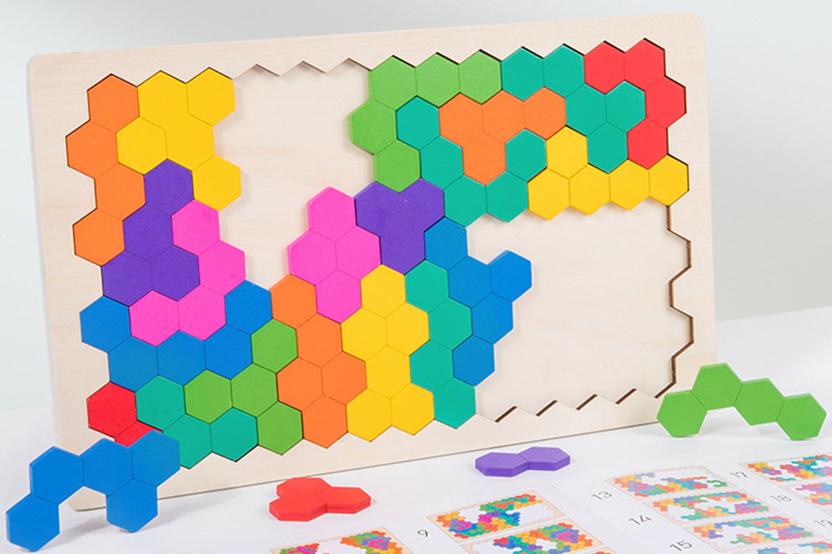 Wooden Tangram Puzzle Set STEM Educational Logic IQ Game Montessori Toy