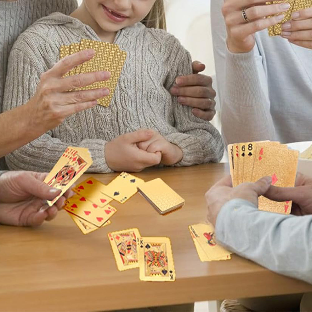 Waterproof Playing Cards Set Plastic Deck of Cards Poker Game Set for Party Camping Travel On-the-Go Gold