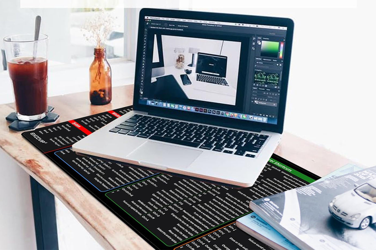 Mouse Pad with Non-Slip Rubber Base Word PPT Excel Shortcut Office Large Computer Desk Mat