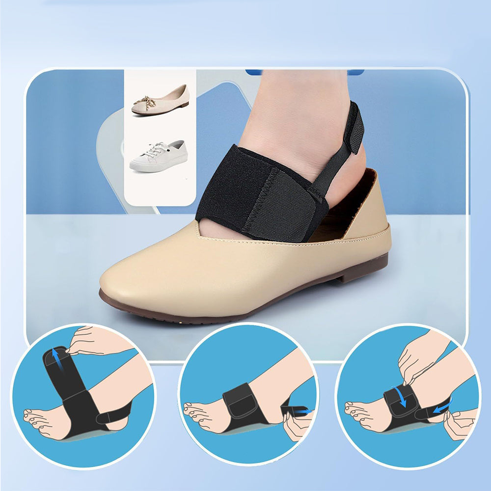 Pair of Wearable Arch Support Braces Adjustable Anti-Slip Bands for Flat Feet Plantar Fasciitis Black