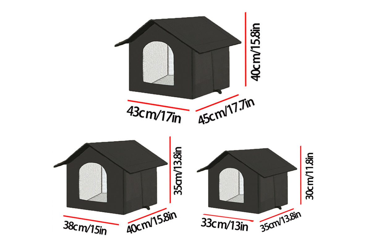 All Season Outdoor Cat House Self-Warming Shelter for Cats & Small Pets -Black