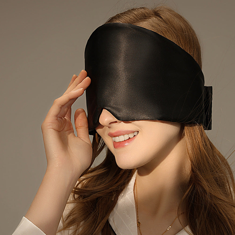 Silk Eye Mask for Sleeping Soft Pressureless Eye Cover Large Size Sleep Mask Black
