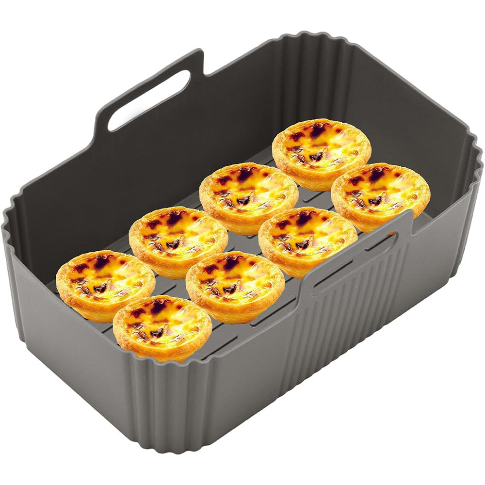 Reusable Silicone Air Fryer Liner ââ‚?Non-Stick Dual Basket & Easy Clean Grey