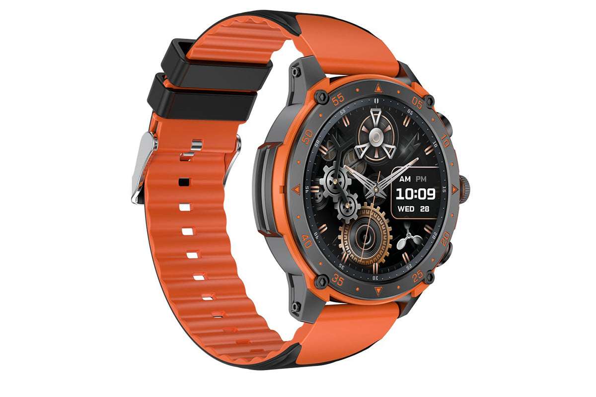 Smart Watch 1.43-Inch Fitness Watch with 24H Heart Rate Blood Pressure Blood Oxygen Female Physiological Flashlight Activity Tracker-Orange