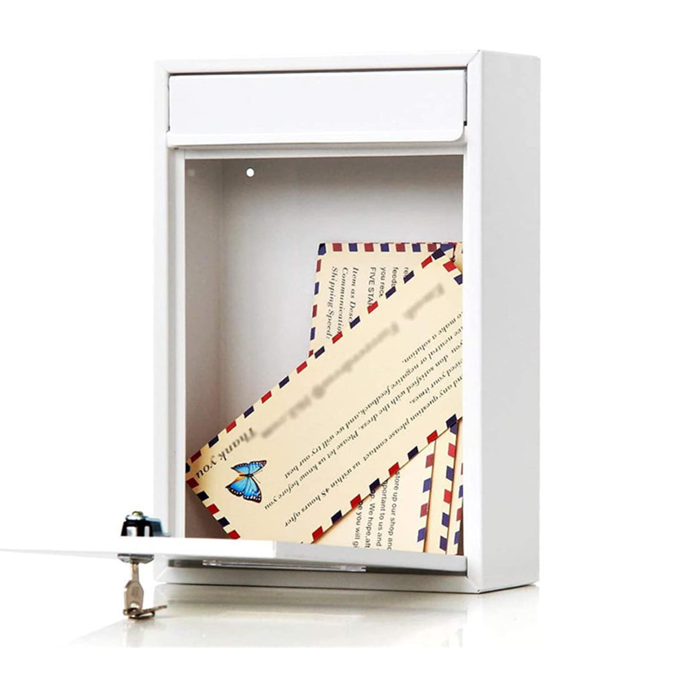 Wall Mounted Locking Mailboxes Key Lock Metal Mail Box White