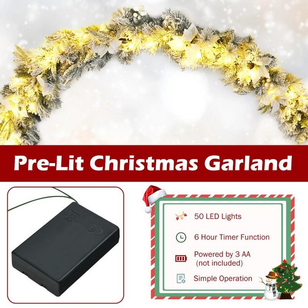 Christmas Rattan Garland LED Light Up Garland for Indoor Outdoor Garden Gate Home Decorations-Gold