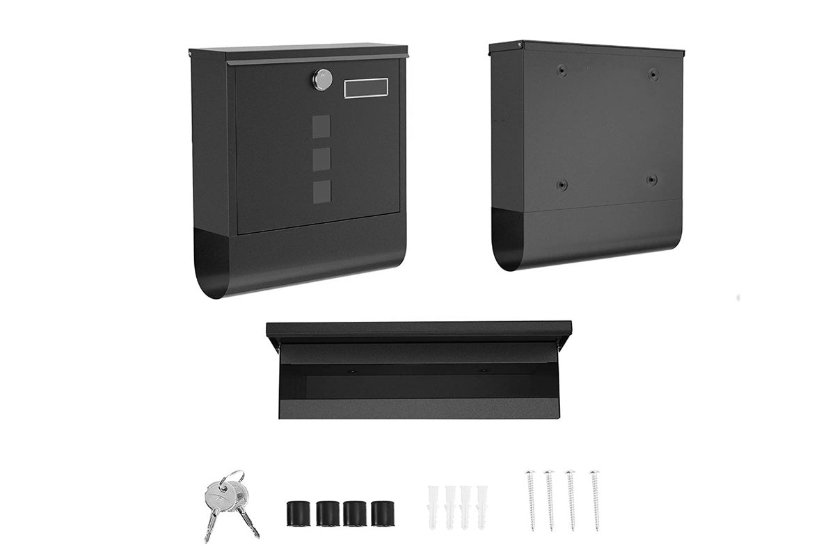 Wall Mounted Large Capacity Metal Mailbox with Key Lock Rust-Resistant Parcel Post Box
