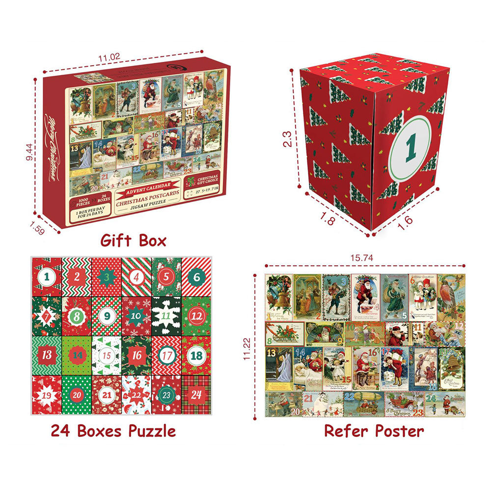 1000 Piece Santa Puzzle Christmas Advent Calendar Christmas Countdown Calendar Jigsaw