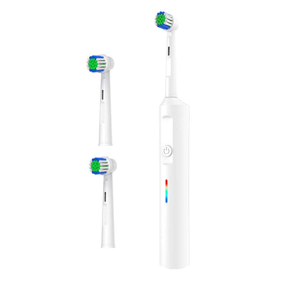 Rotary Electric Toothbrush 3 Modes Ultrasonic Toothbrush with Travel Case and 2 Replacement Brush Heads White