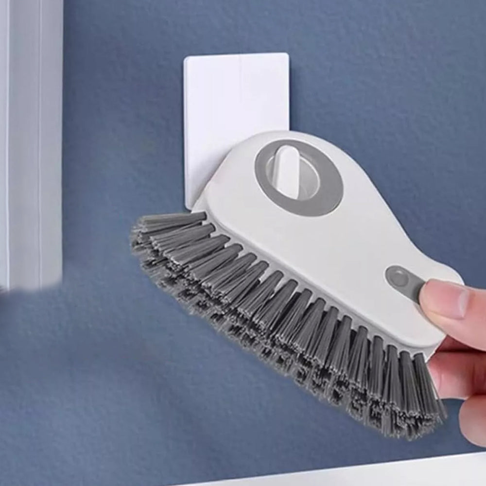2-in-1 Groove Crevice Cleaning Brush Window Track Cleaning Tool with Hidden Scraper Gray