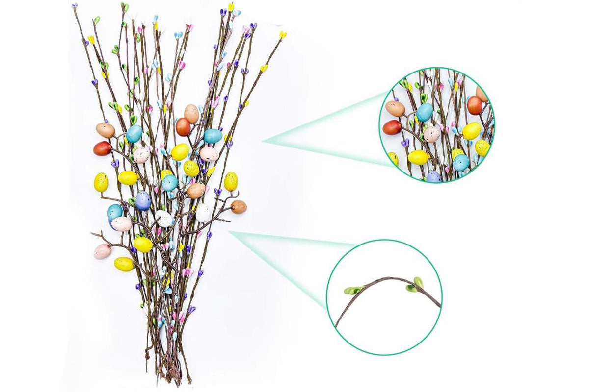 Artificial Easter Spray Vine with Pastel Easter Eggs and Berries for Home Decor