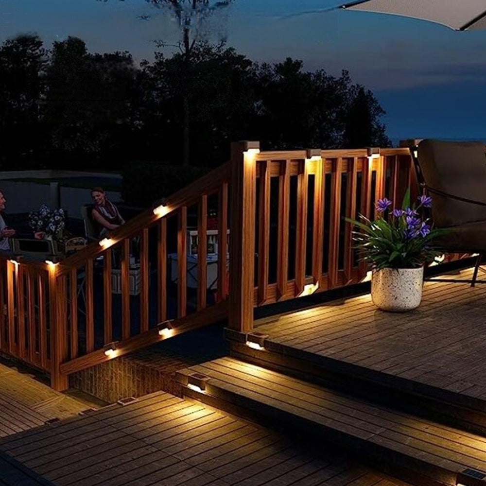 8Pcs Set Solar LED Deck Lights Outdoor Step Fence Lamp for Stairs Path Garden Patio Pathway