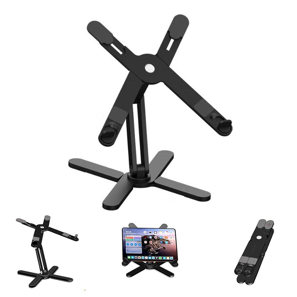 360 Degree Rotating Aluminum Laptop Stand Adjustable Desktop Notebook Holder Black